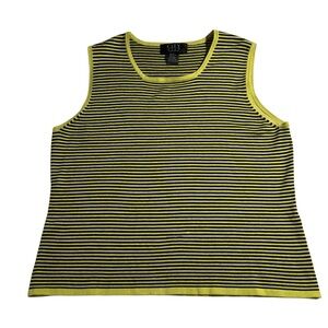 City Silk Knitwear Sleeveless Top‎ Tank Green Black Stripes Women’s Sz XL